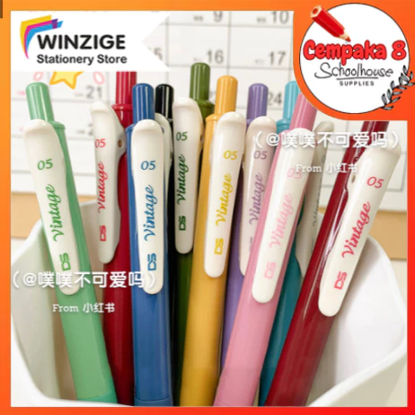 

Pulpen Premium Winzige gel 0.5mm pena pulpen warna warni aesthetic vintage color retractable gel pens lucu pen mekanik - UTI0508