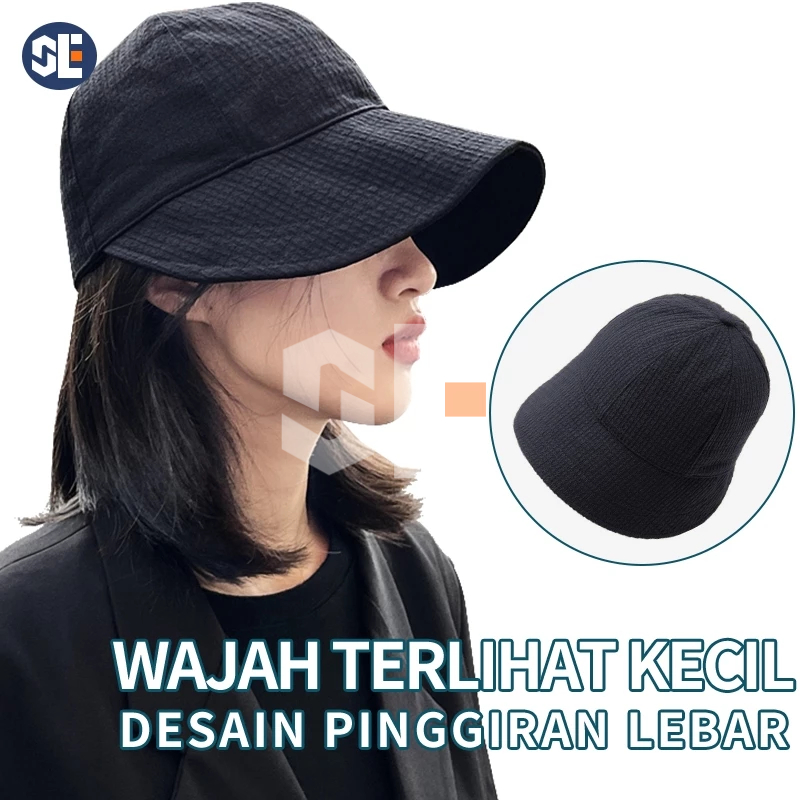 Shulanger Topi Ducket Desain Topi Tepi Lebar Lipat Wanita Korea Topi Ember Pantai Luar  topi wanita