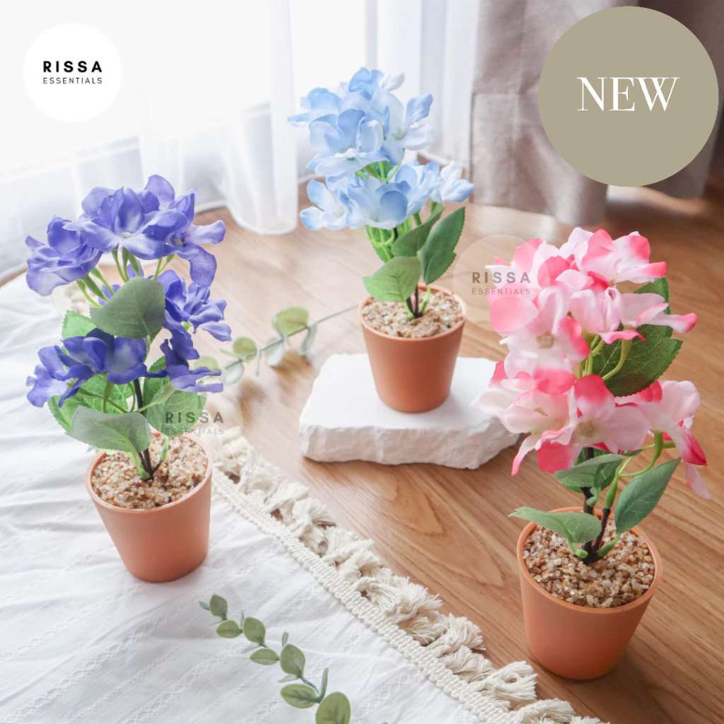 [RISSA] Pot Bunga Mini Palsu Bunga Multiflora Japanese Rose Mawar Jepang Pot Bunga Kecil Tanaman Pal