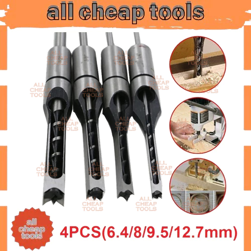 Mata Bor Bobok Kayu Pahat Mesin Square Drill Bit Mortise Tenon 4Pcs act