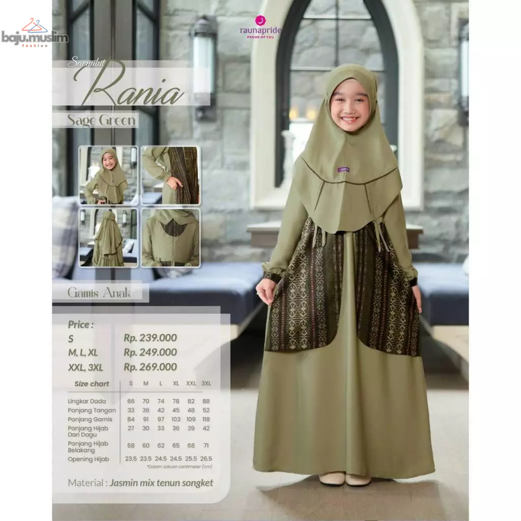 RAUNA | Gamis Anak Perempuan Sarimbit Rania Dress Baju Muslimah Gamis Anak Anak by Rauna
