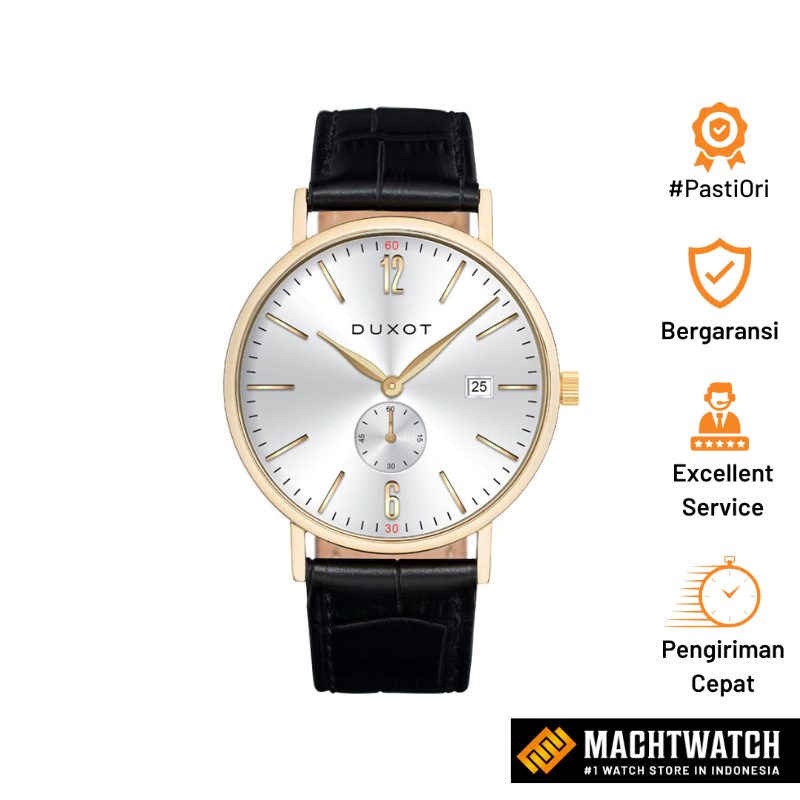 Jam Tangan Pria DUXOT DX-2030-01 Men Silver Dial Black Leather Strap Limited Edition