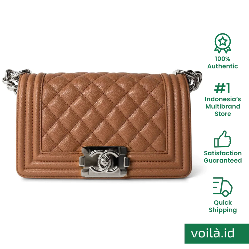 [RAYA BERKAH] Chanel Boy Small Camel Caviar Shw