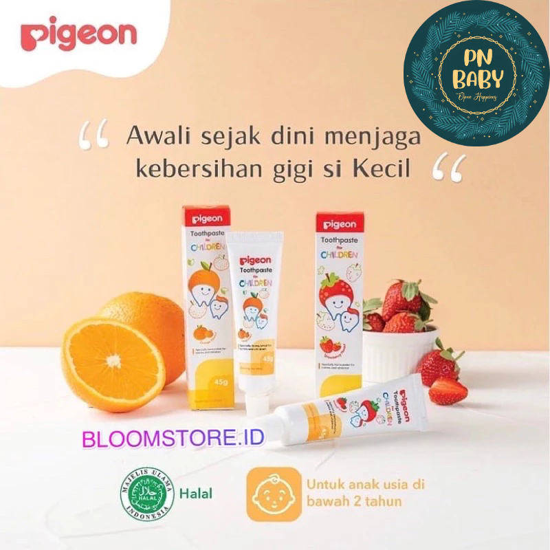 PIGEON PASTA GIGI STRAWBERRY & ORANGE 45Gr | Pasta Gigi Bayi