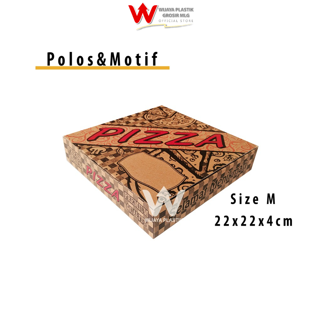 

[PROMO] Box Pizza ( M ) 22x22 ( Polos & Motif ) --- @Pcs | E FLUTE dus kemasan kardus corrugated coklat 22 ekonomis murah termurah kuat Pcs