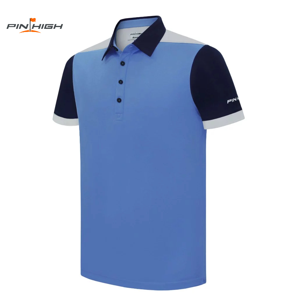 Men's Polo Shirt - PIN HIGH Enzo (Blue Yonder / Navy Seal / Wind Chime). Regular Fit. (SIZE XXL ONLY