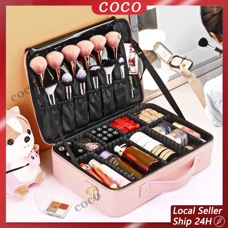 【COD】Arrival Tas kosmetik PU Soft Pink Tas Make up Beauty Case Travel Makeup Storage Bag Small/Mediu