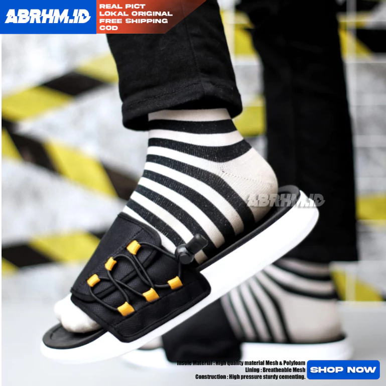 ABRHM Sandal Slide Pria Sandal Slop Pria Sendal Selop Cowok / Cowo Ori Distro Sandal Selop Keren Kek