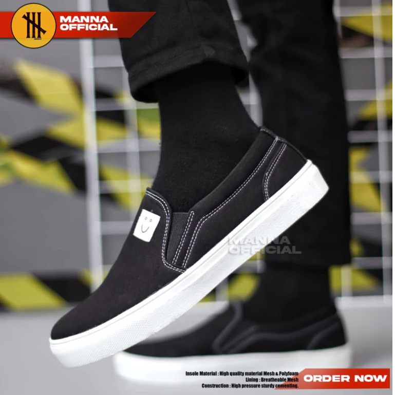 Sepatu Casual hitam Sneakers Pria Slop