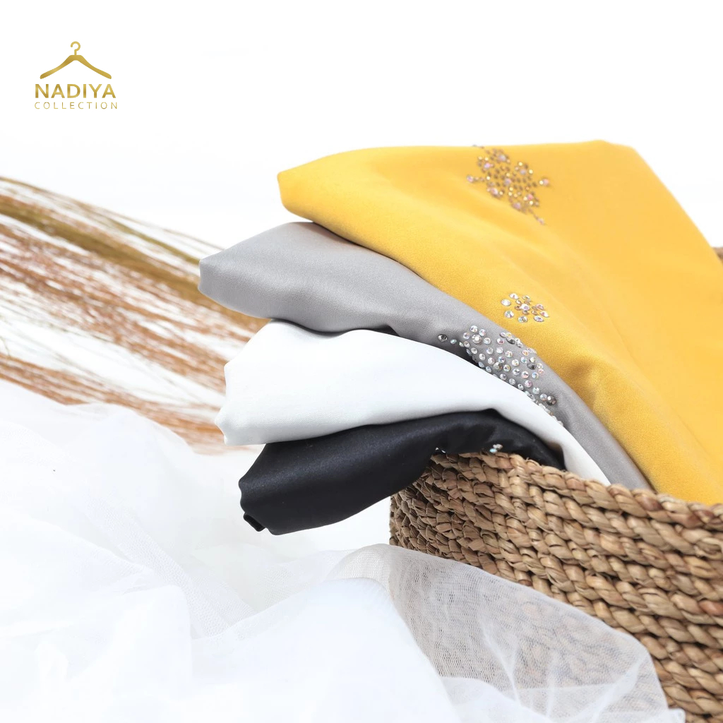 Ayu Lestari Scarf - Nada Miranda Scarf Satin Silk Square Crystal Premium by Nadiya