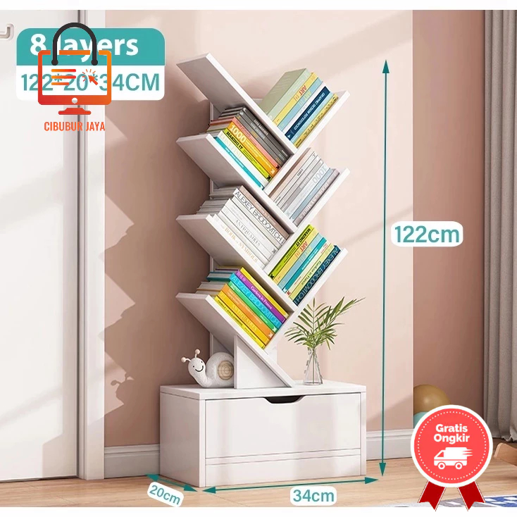 CIBUBUR JAYA RAK BUKU BENTUK POHON DENGAN 8 TINGKAT
