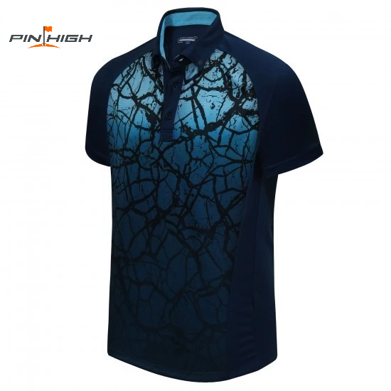 Men’s Polo Shirt - PIN HIGH Cooper (Navy Seal/Aquarius). Athletic Fit. SwingDryTech Fabric Technolog