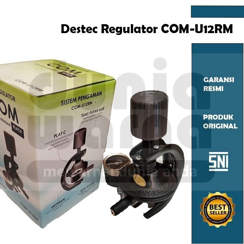 DESTEC COM U12RM Regulator Meter Gas Tabung Elpiji/LPG Model Catok Putar Aman Anti Bocor