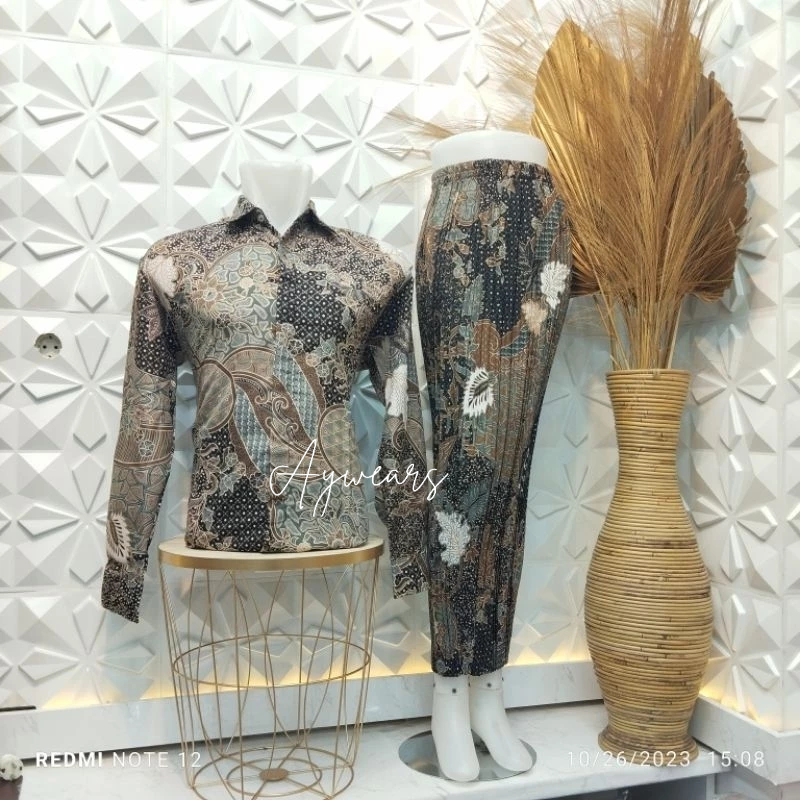 aywears- batik couple / kemeja batik couple aurel moca  / kemeja set pesta / batik stelan / batik ke