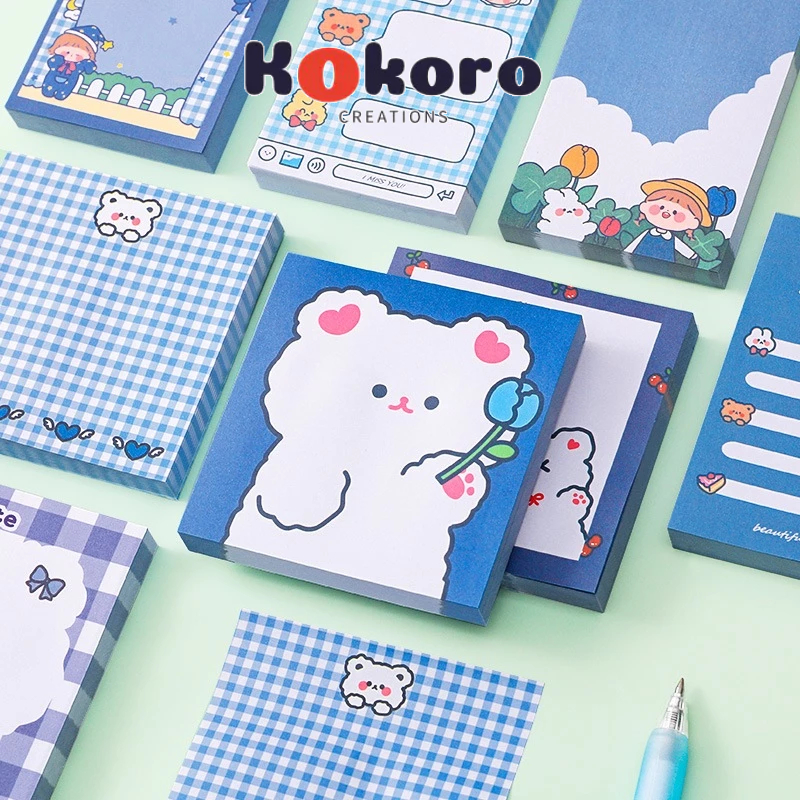 

KokoroCreations - [SK09] Sticky notes blue girl bear message note memo tempel cute cartonn