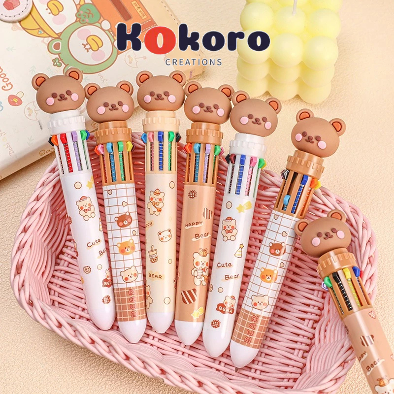 

KokoroCreations - [SK25] Pulpen 10 Warna Bentuk Kepala Beruang Lucu untuk Pelajar