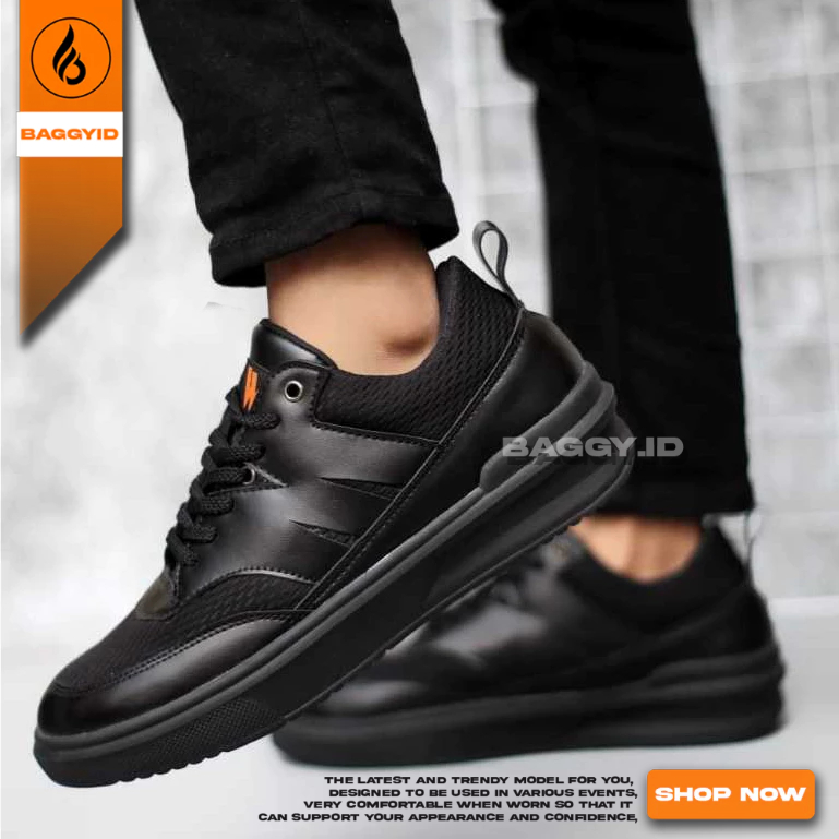 Sepatu Formal Pria Kulit Pu Hitam Sekolah Pria