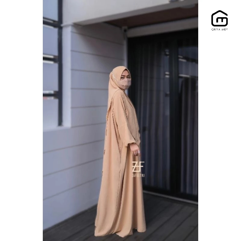 Zafeetri Gamis dewasa Basic Inayah Abaya Set Khimar Bahan Cringkle Airflow griya mey