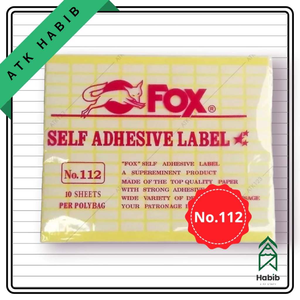 

Kertas / Label Stiker Fox No. 112 uk. 8 x 20 mm