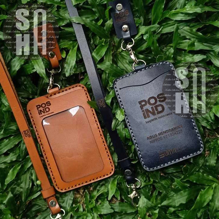 

GANTUNGAN NAMETAG KULIT/ID CARD HOLDER POS INDONESIA LOGO BARU ASLI KULIT SAPI