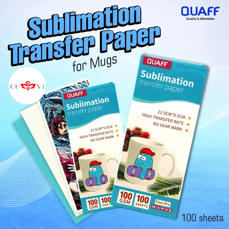 

CUYIKERTAS SUBLIMASI QUAFF TRANSFER KERTAS 100Gsm - 100LEMBAR CEPAT KERING 22.5cm X 9.5cm / SUBLIMATION TRANSFER PAPERHIGH TRANSFER RATE NO GEAR MARK 1835#