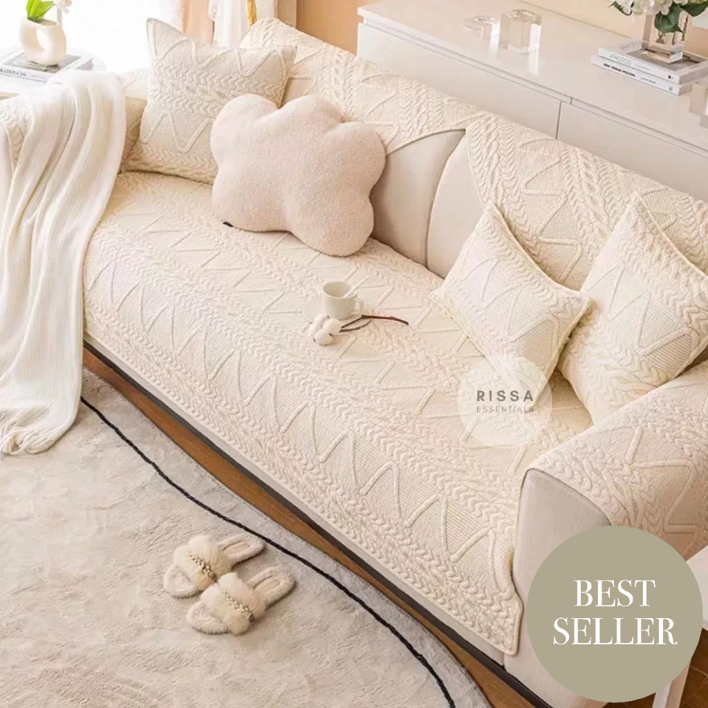Alas Sofa Kain Cotton Motif 3D Alas Duduk Dekorasi Rumah