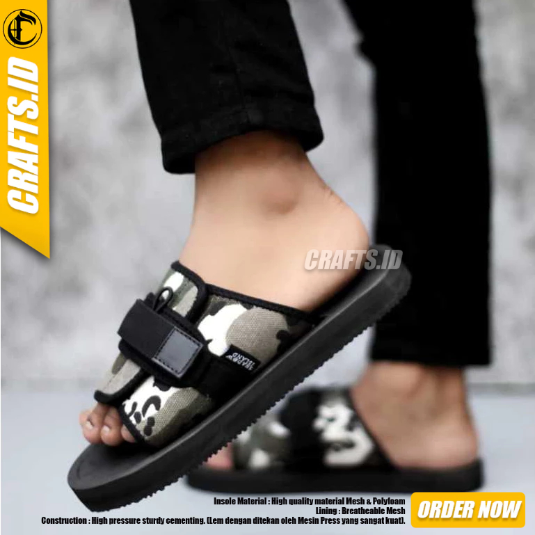 CRAFTS - Sandal Slide Pria Sandal Selop Hitam Distro