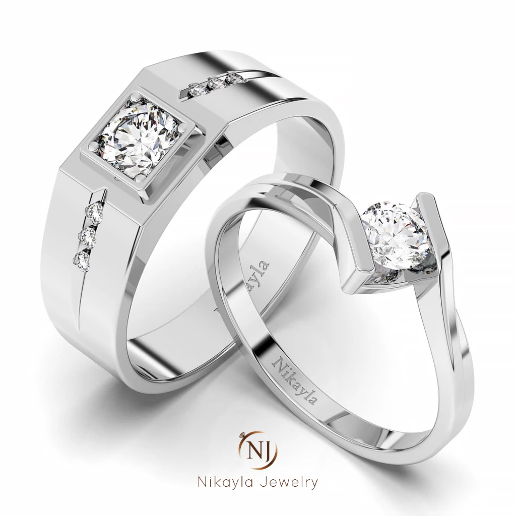Nikayla Jewelry - Cincin Couple Nikah Palladium