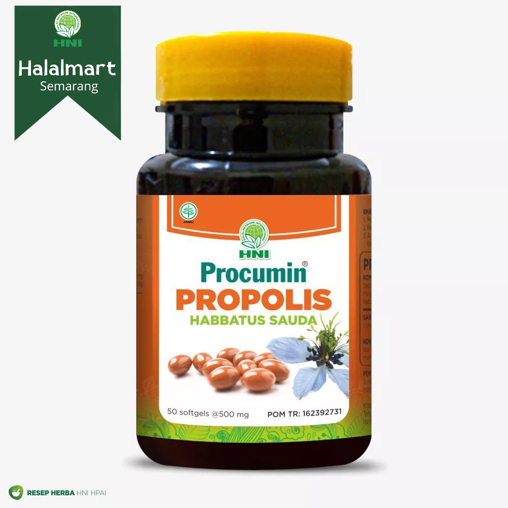 Procumin Propolis 50 Softgel HNI HPAI | MinyakHabbatussauda Natural Propolis