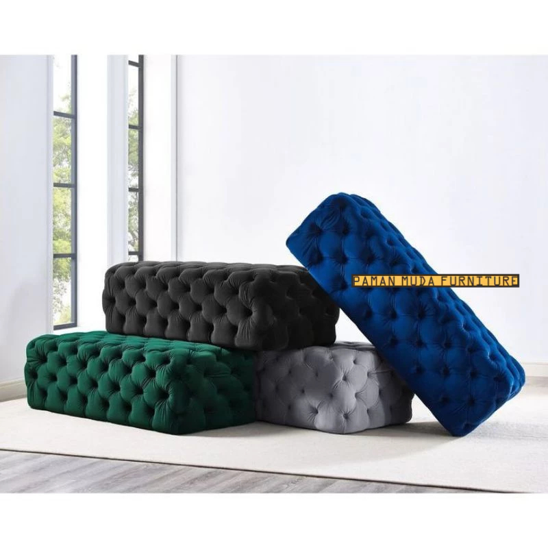 Stool Kotak Panjang model gaya Ottoman Paman Muda Furniture