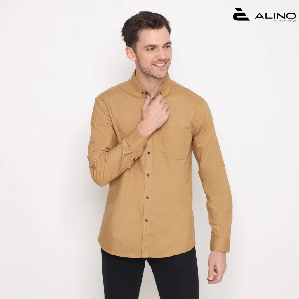 Anoali Kemeja Pria Basic Lengan Panjang Mocca 006