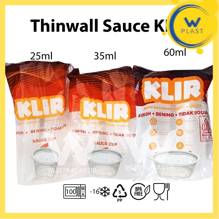 Thinwall Cup Saos 25ml 35ml 60ml 75ml | klir dm lux libra kcs tempat sambal 25 35 60 75 ml mayones sauce saus kecil klip @slop
