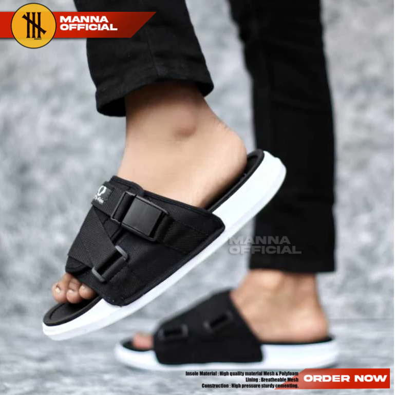 Sandal Casual Slide Hitam Selop Pria Sandal Sop Distro