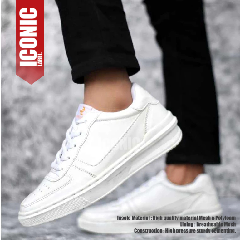 Sepatu Casual Formal Putih Pria Sepatu Kasual Kulit Pu Pria