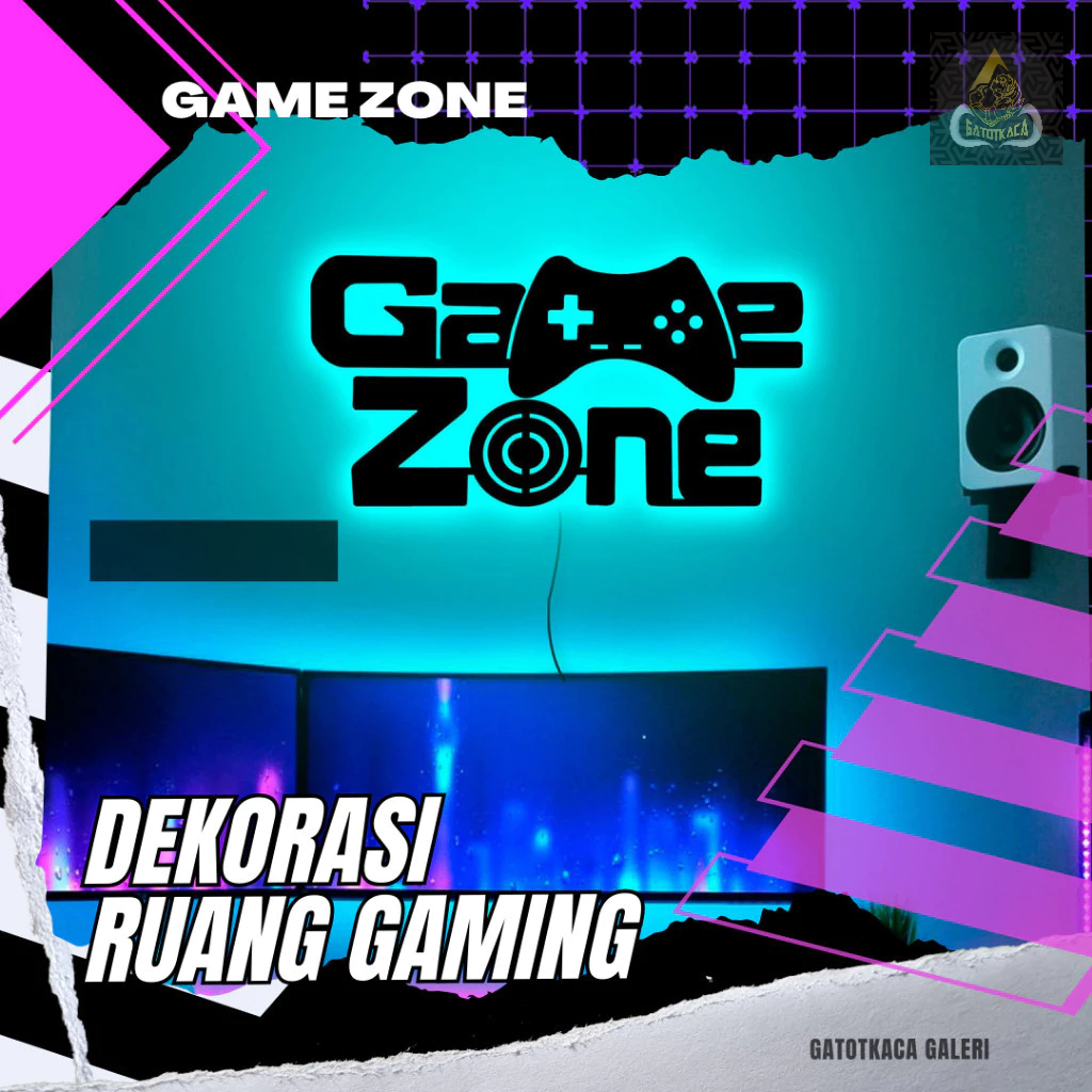 HIASAN DINDING GAMING DESIGN AESTHETIC LAMPU /HIASAN GAMING / WALL DECOR / DEKORASI RUMAH / HIASAN K