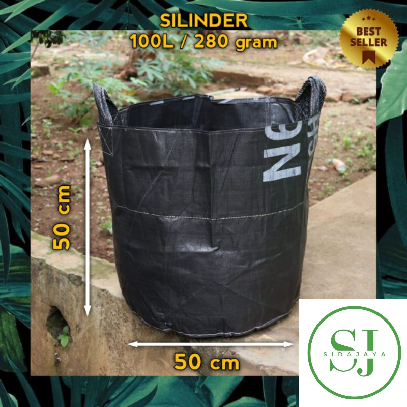 planter bag silinder 50 x 50(100 liter)pot bulat hitam