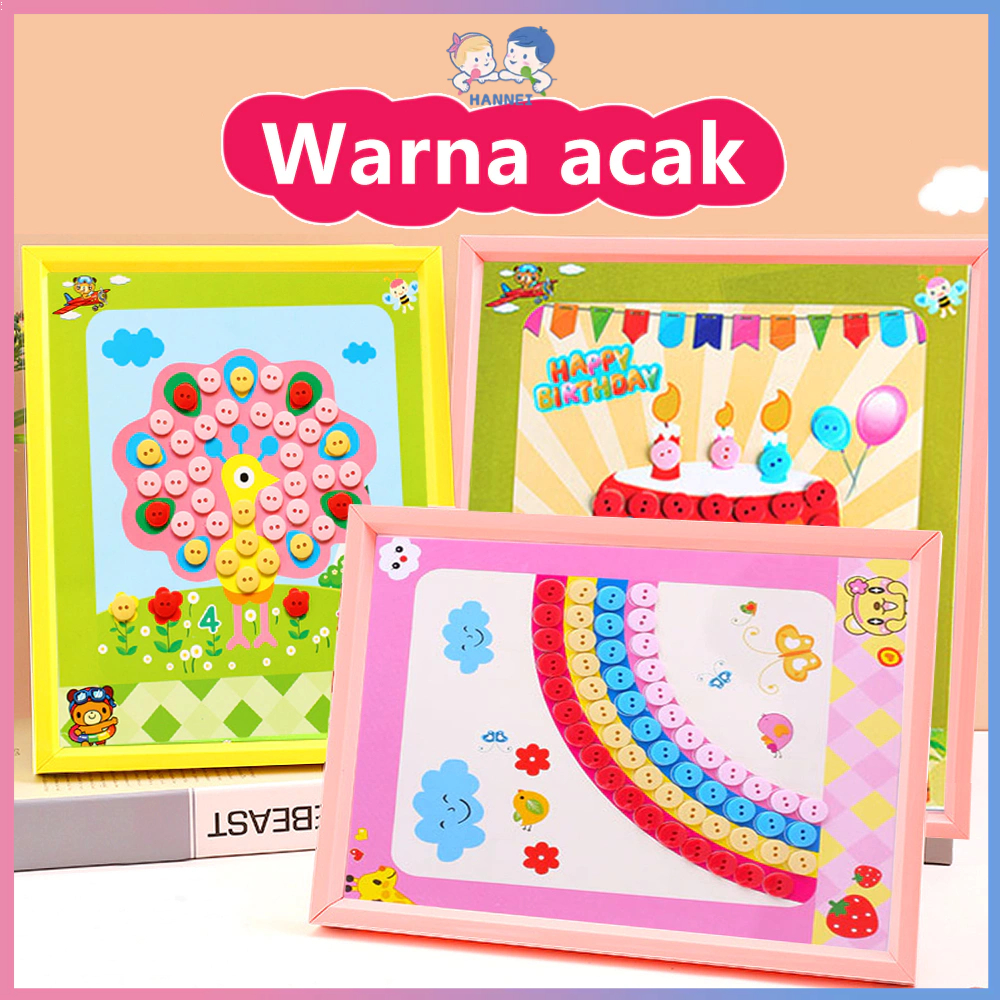 Hannei Diy Menempel Kancing Mainan Edukasi Anak Sticker Kancing Kerajinan Tangan Anak