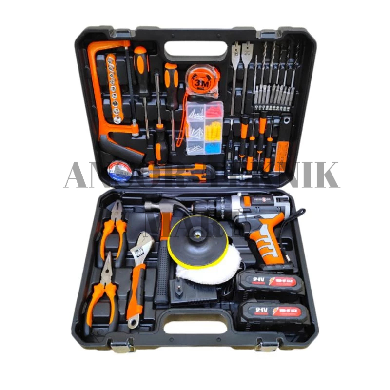 NEW Bor Baterai Cordless 24V + Toolkit Set Lengkap SHINING Profesional Serbaguna