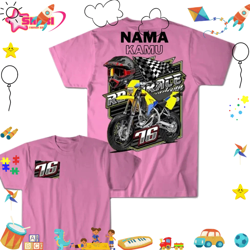 Baju Kaos Anak Gratis Sablon Nama - Baju Kaos Anak motor cross / Baju anak laki laki / Baju Kaos ana