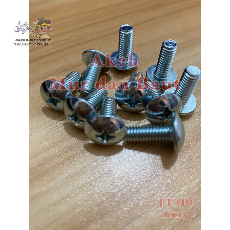 Baut JT M6 / Baut Button Galvanis Kunci Kembang M6 / Baut JT M6  Murah Kunci +