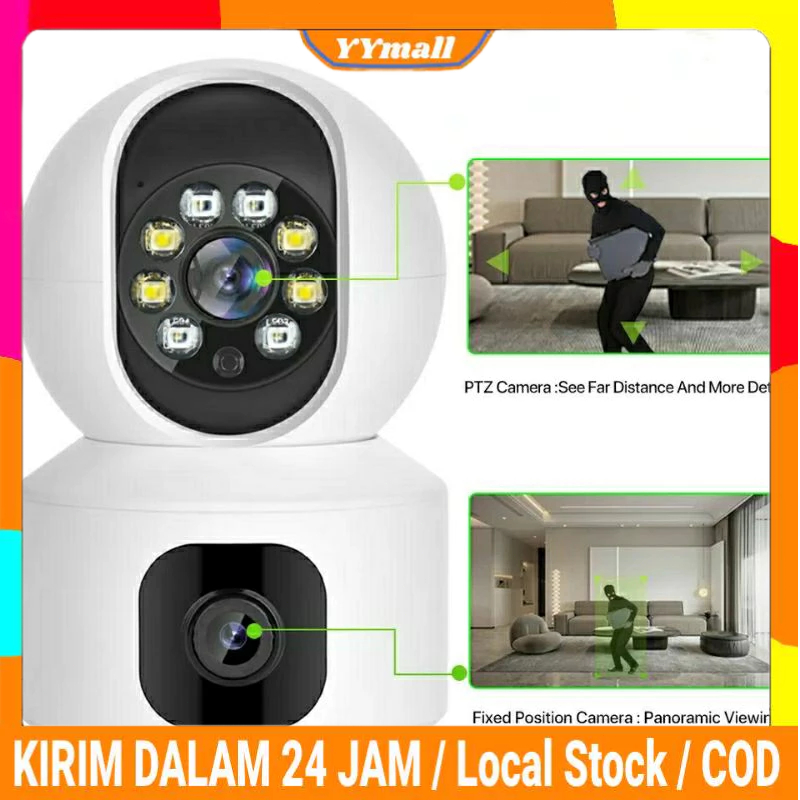 New CCTV Indoor WiFi 8MP Dual Lens IP Camera  360° PTZ Kamera CCTV Waterproof HP Jarak Jauh Bergaransi (app:iLnkSight)