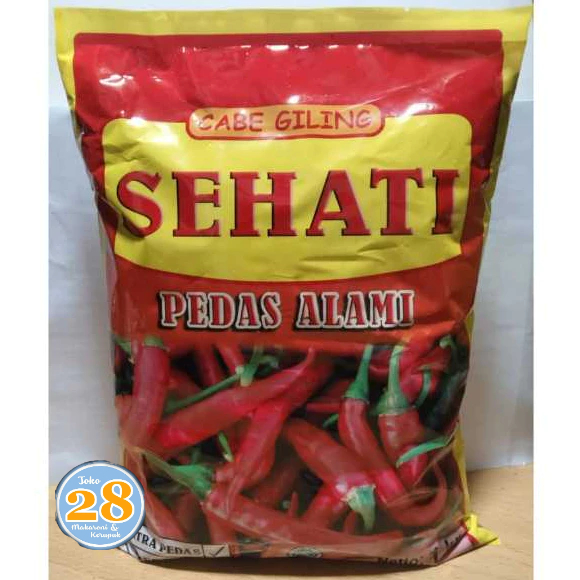 

[Pack] Cabe Cabai Merah Giling Halus/Kasar Merk Sehati Berat Bersih 1kg