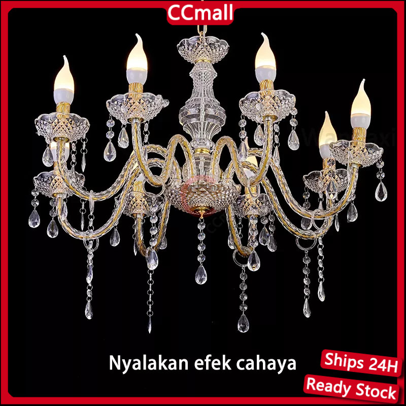 Garansi 10 Tahun Lampu Gantung Kristal Akrilik Isi 6/8/8+4 Bohlam Kirim Bola Lampu lampu kristal rua