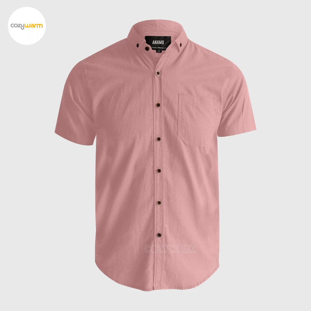 KEMEJA POLOS PRIA DUSTY PINK PENDEK