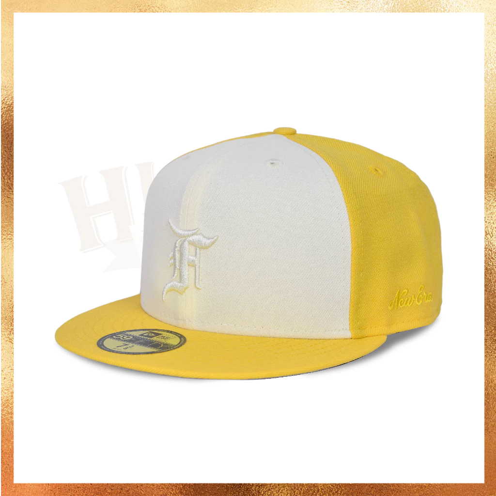 Topi New  Era x Fear of God FOG Essentials Yellow White Collab 59FIFTY Hat Original