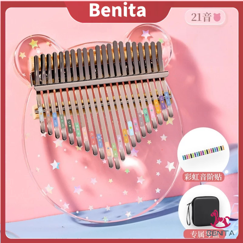 NEW- 24HALAT MUSIK KALIMBA 21 KEYS ACRYLIC BONUS TAS / KALIMBA21 KEY UNTUK PEMULA PIANO JARI, KECAPI