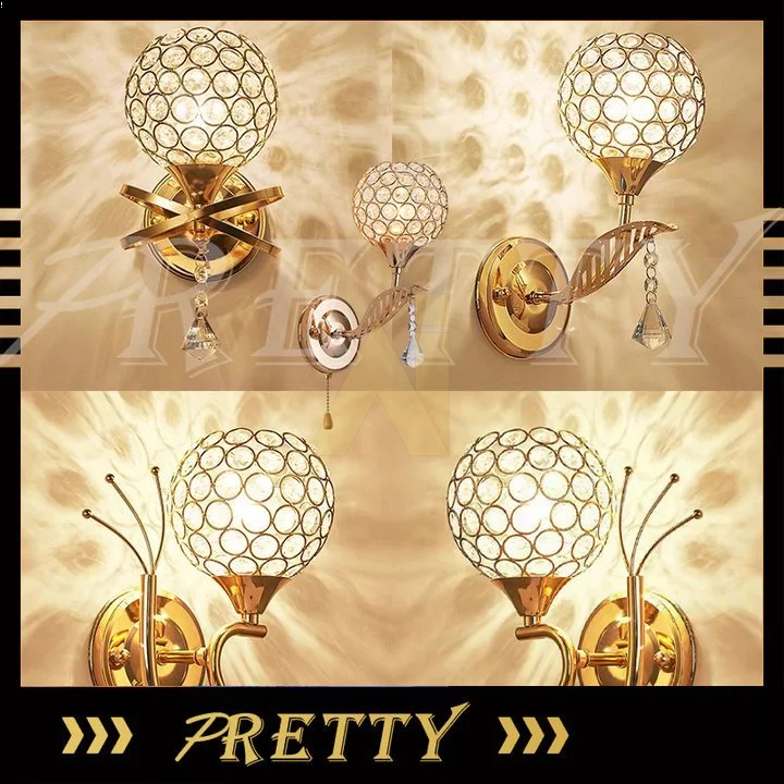 Lampu Dinding Kristal Modern (COD) - E27 + Remote Control, Lampu Hias Kamar Tidur/Ruang Tamu/Teras,