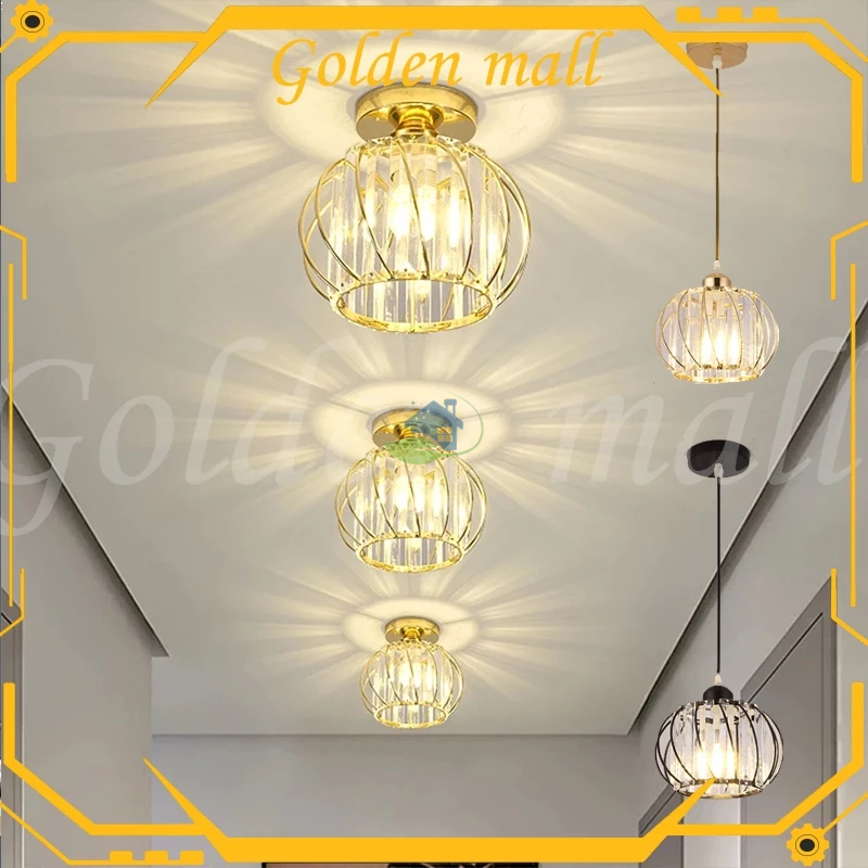 COD Lampu kristal plafon rumah Lampu plafon rumah modern Bohlam E27 ceiling kristal modern crystal r