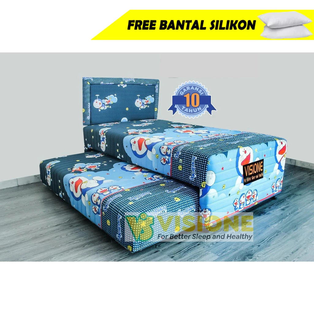 ( COD ) Bed sorong anak two in one manhattan Ms Kids Doraemon kasur anak springbed sorong 2 in 1 bed
