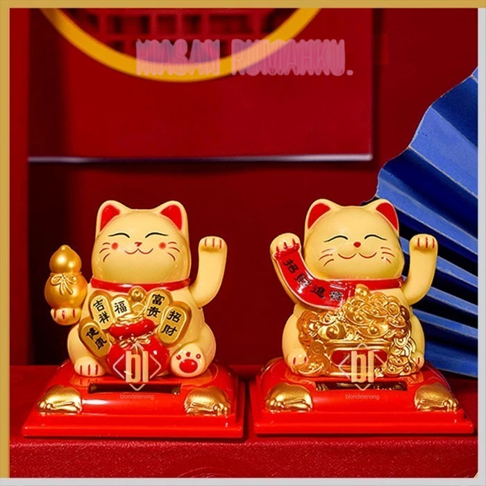 Patung Pajangan Kucing Hoki Lucky Cat Rejeki Maneki Neko Cina Solar